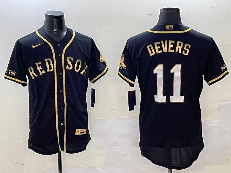 Men Boston Red Sox #11 Devers Black Gold three generations Elite 2025 Nike MLB Jersey style 6